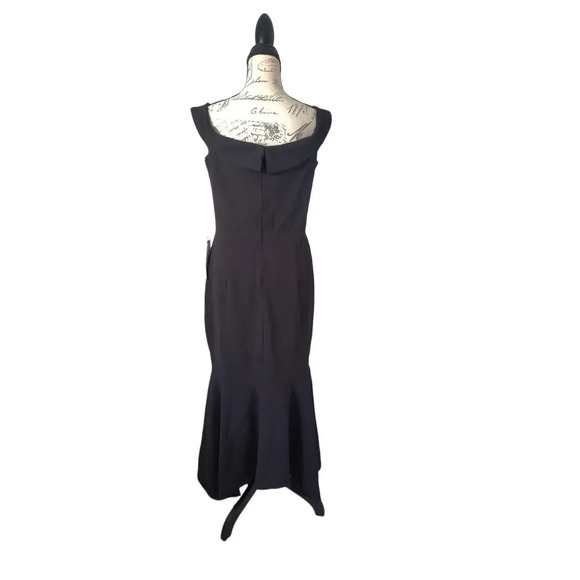 Xscape Black Sleeveless Long Gown Formal Dress Asymmetrical Neckline Size 16 - Picture 4 of 10